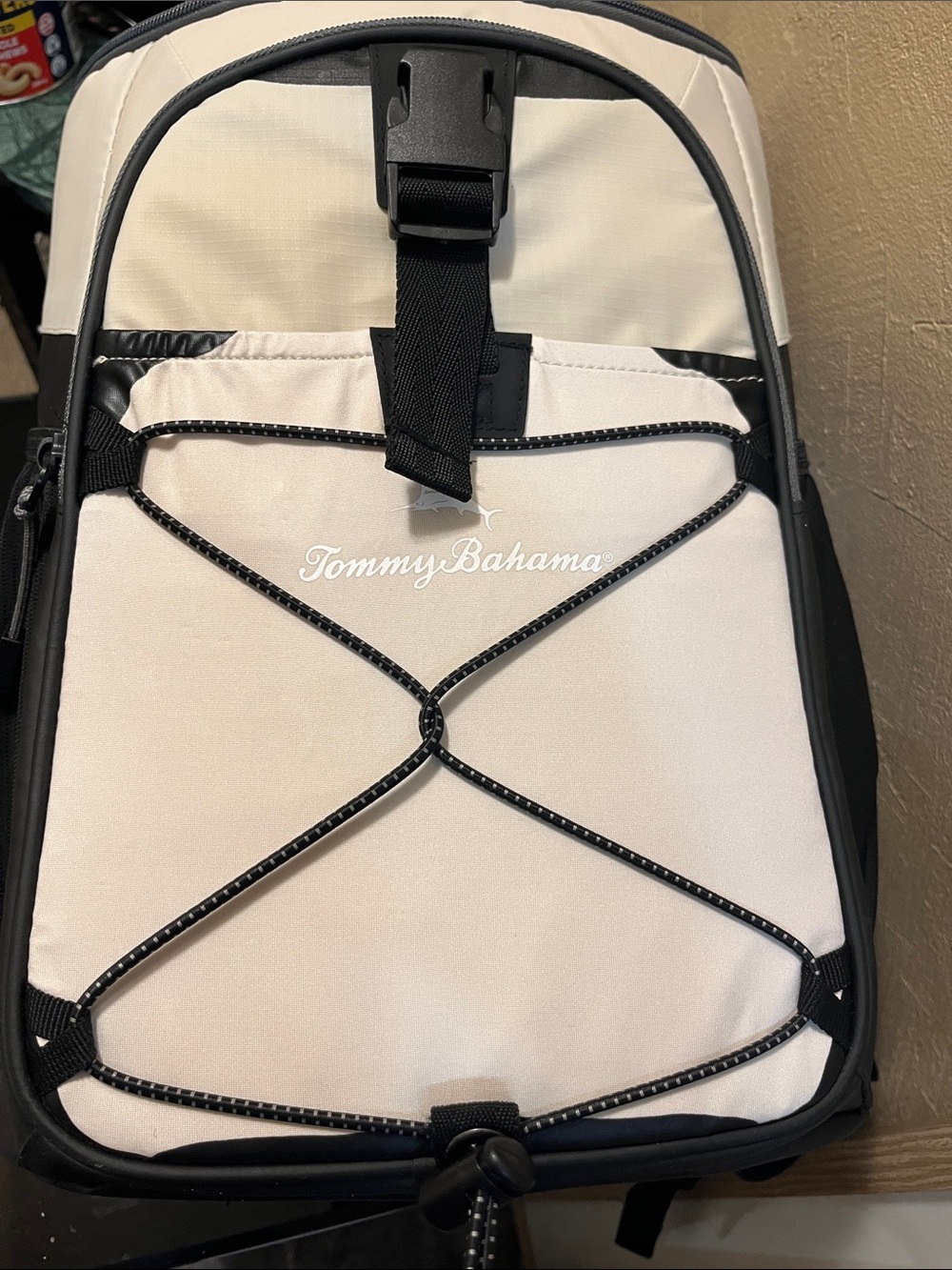 Tommy Bahama Cream and Gray Insulated Backpack Cooler